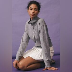 FRNCH Long-Sleeve Collared Polo Sweater